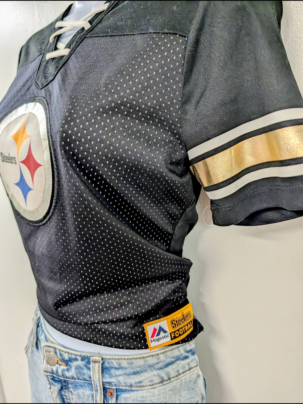 Majestic Black Jersey with Gold Football Patch - Picture 5 of 10
